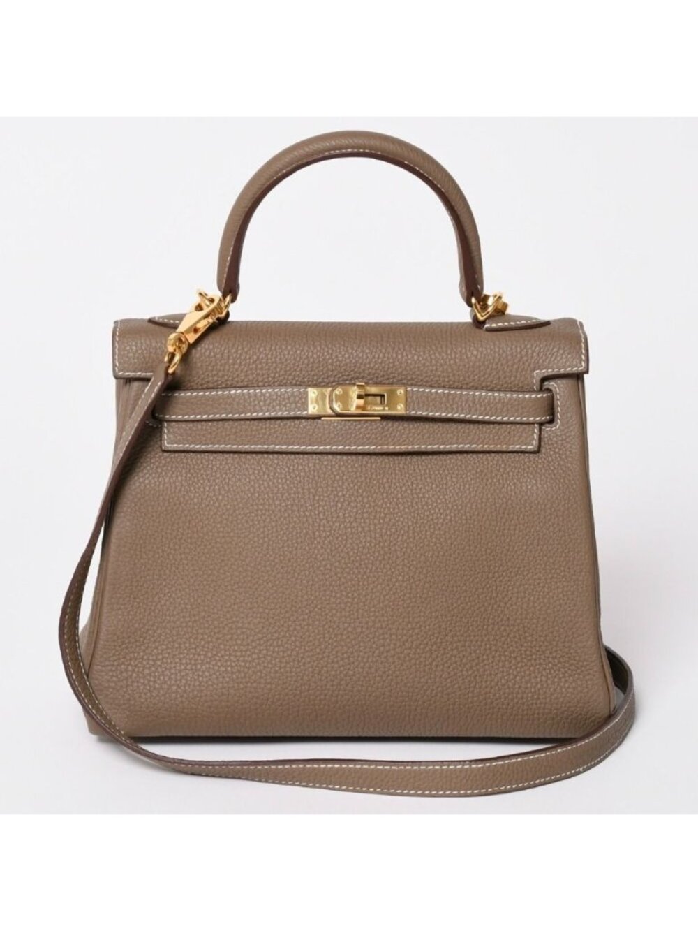 Hermes Kelly Retourne 25 2-Way Bag Taurillon Clemence Etoupe